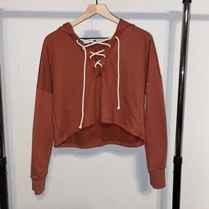 Windsor Laced-Up Cropped Hoodie